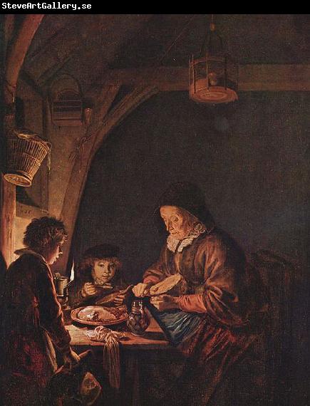 Gerard Dou Old Woman Cutting Bread